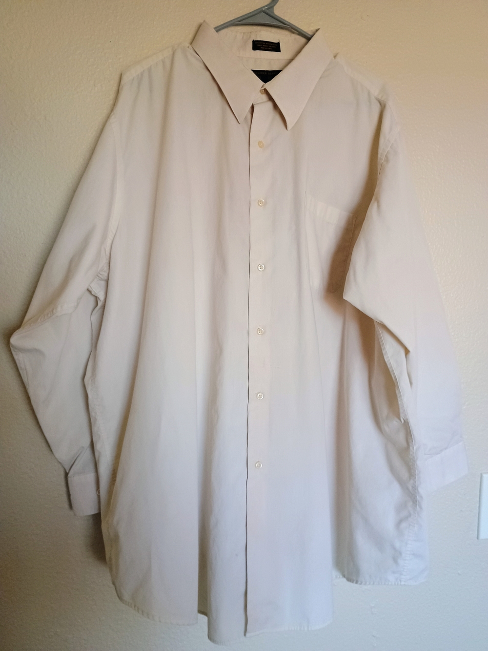 Colours by Alexander Julian Cream Dress Shirt 3X 19-19.5 34/35 Cotton Blend Mens